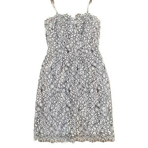 ABS Collection Lace Midi Dress Spaghetti Straps Size 4 Baby Blue Romantic